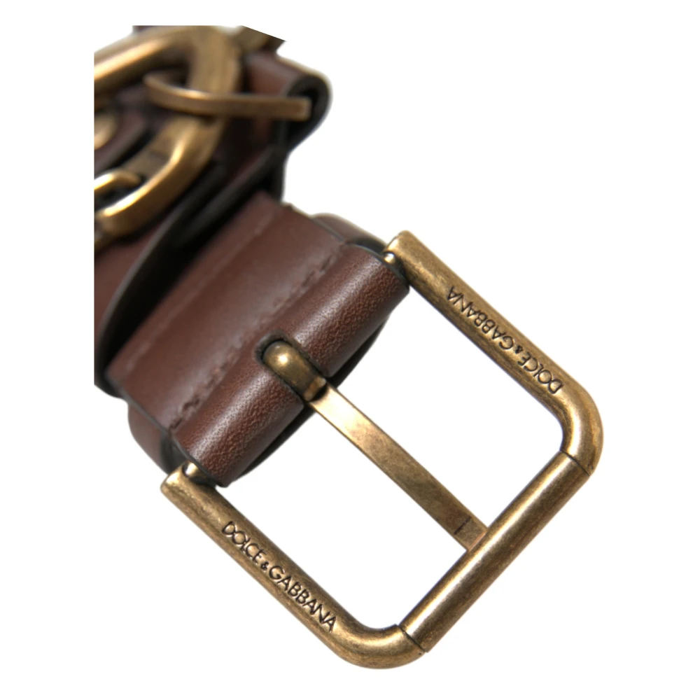 Dolce & Gabbana Luxe Leren Riem met Metalen Gesp Brown Heren