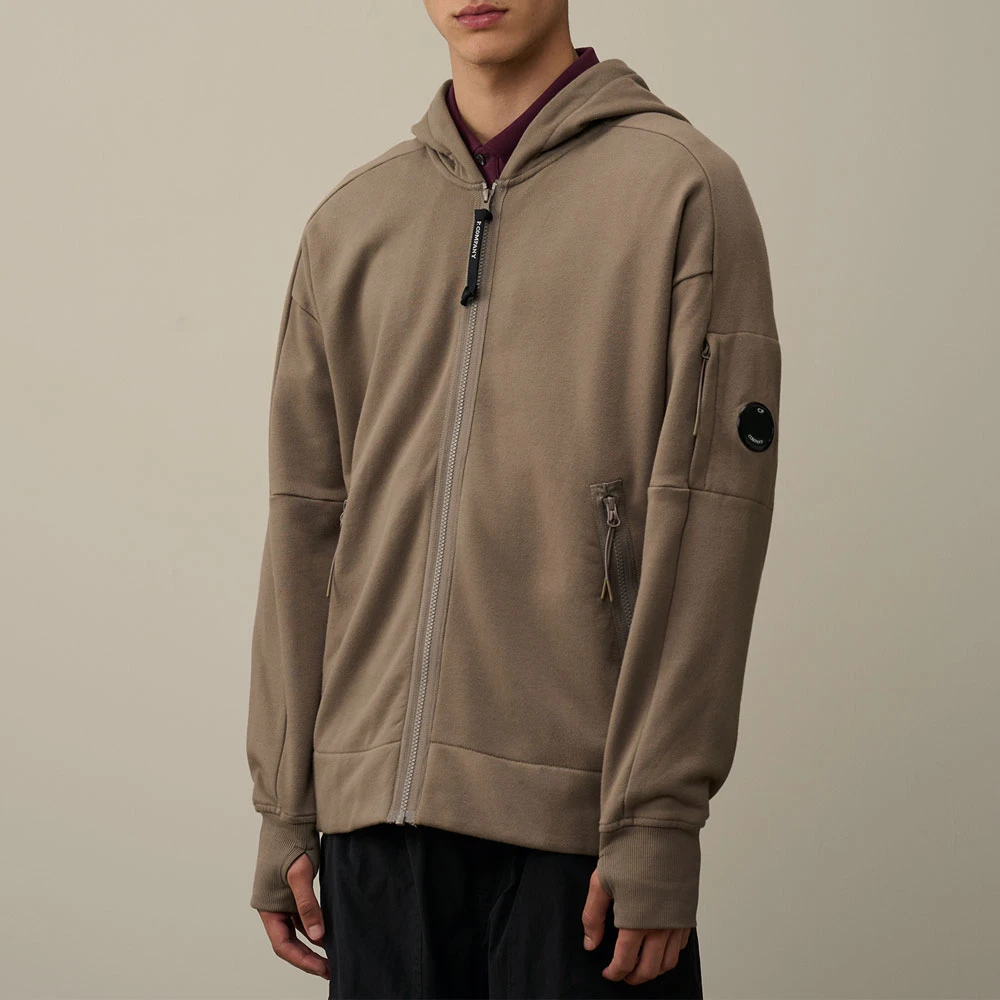 C.P. Company Hoodie met ritssluiting en logo Brown Heren