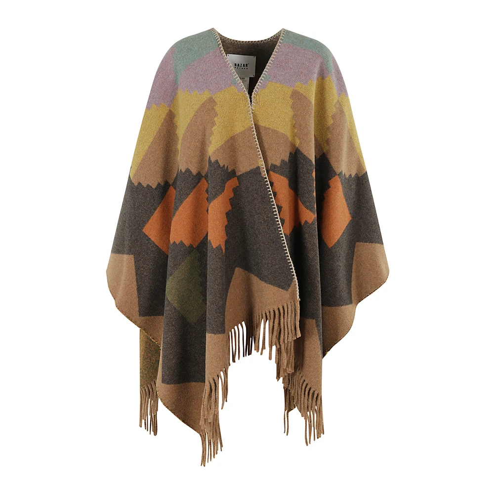 Bazar deluxe Navajo Stijl Poncho Multicolor Dames
