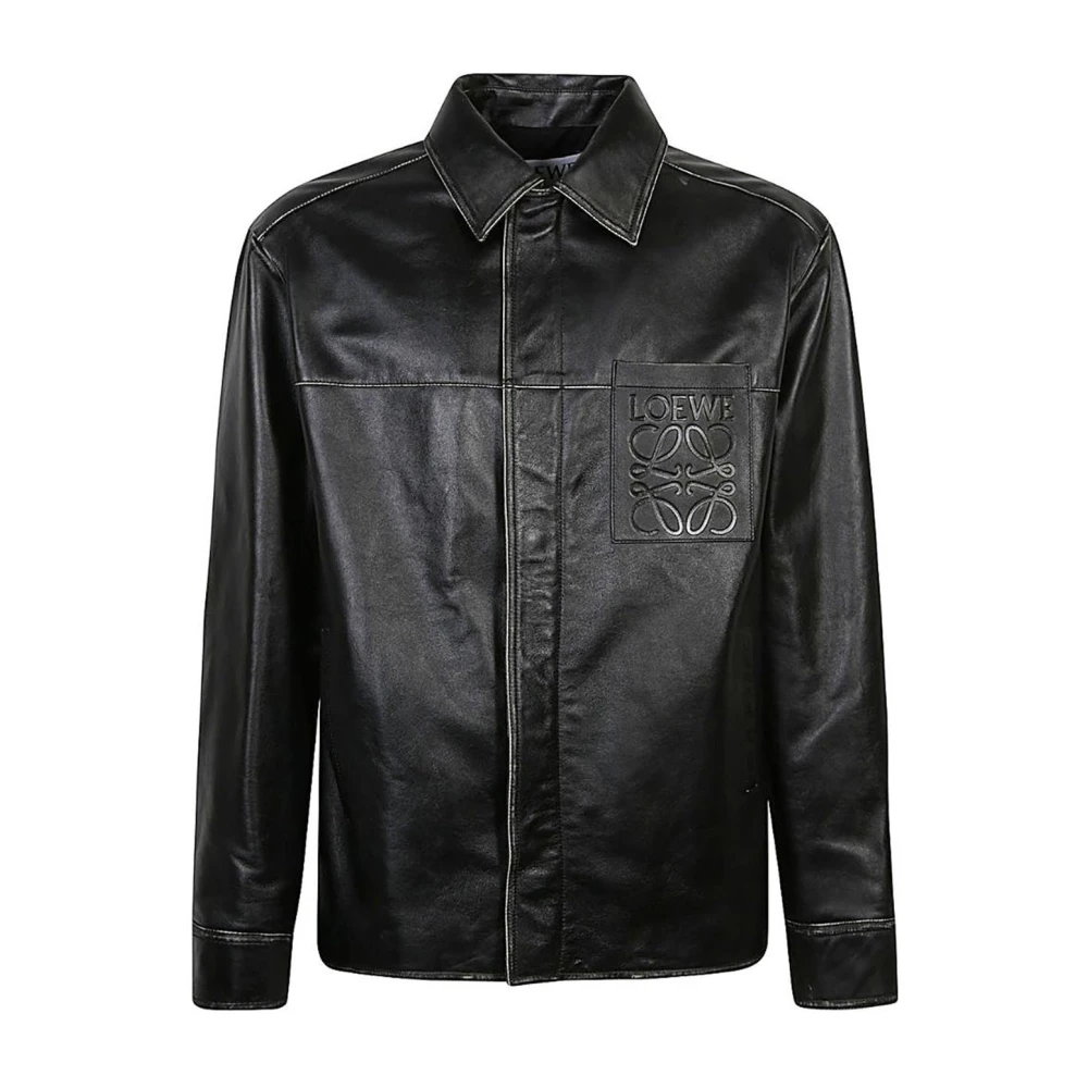 Loewe Zwarte leren jas voor mannen Black Heren