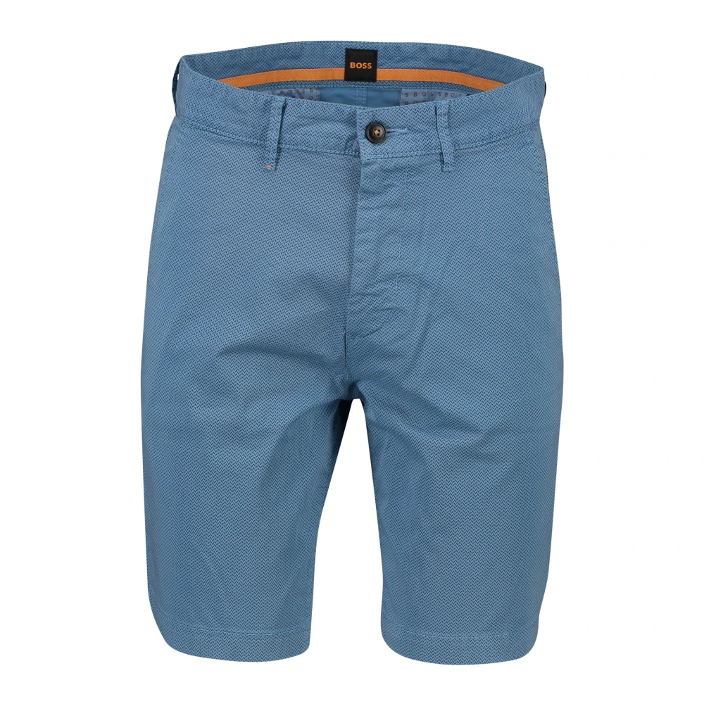 Hugo Boss Blauwe Bedrukte Chino Shorts Blue Heren