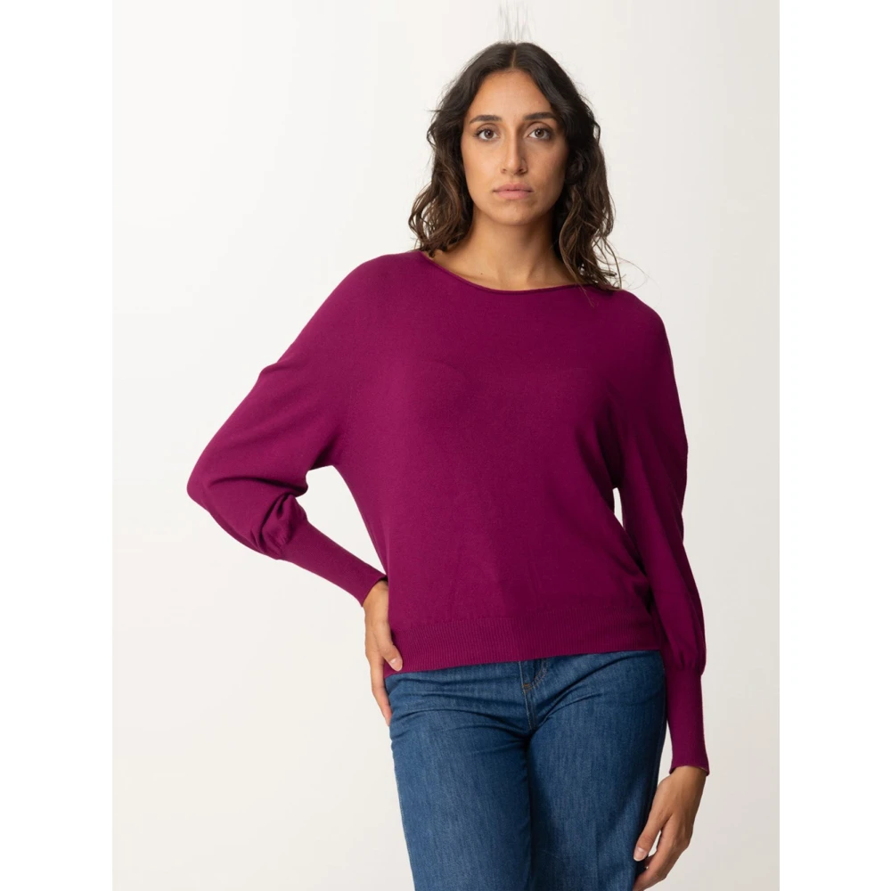 Twinset Rood Pruim Sweater Box Hals Boot Purple Dames