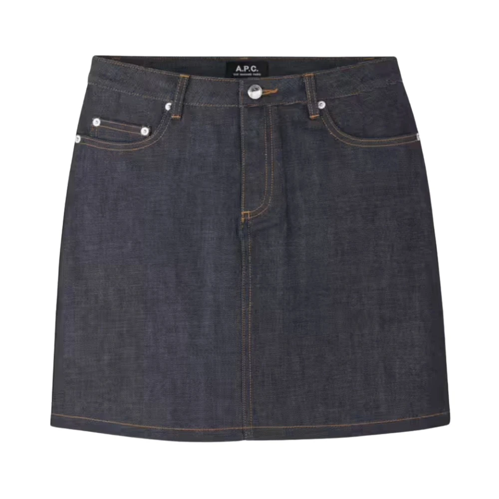 A.p.c. Women's Blue Denim Skirts, 2XS, Denim Mini Skirt With Indigo Trim