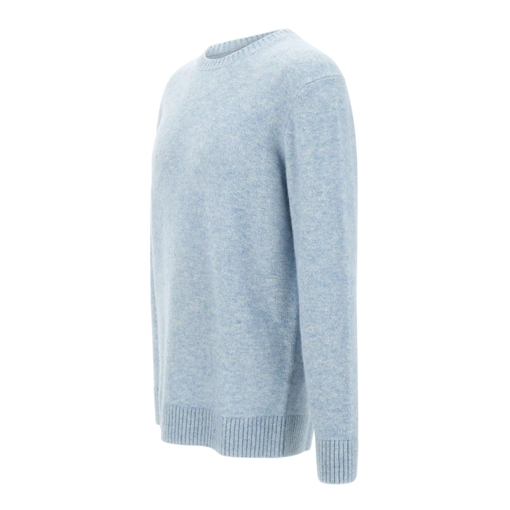 Kangra Blauwe Wollen Trui Ronde Hals Blue Heren