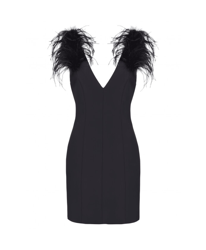 robe-a-col-en-v-ornee-de-plumes