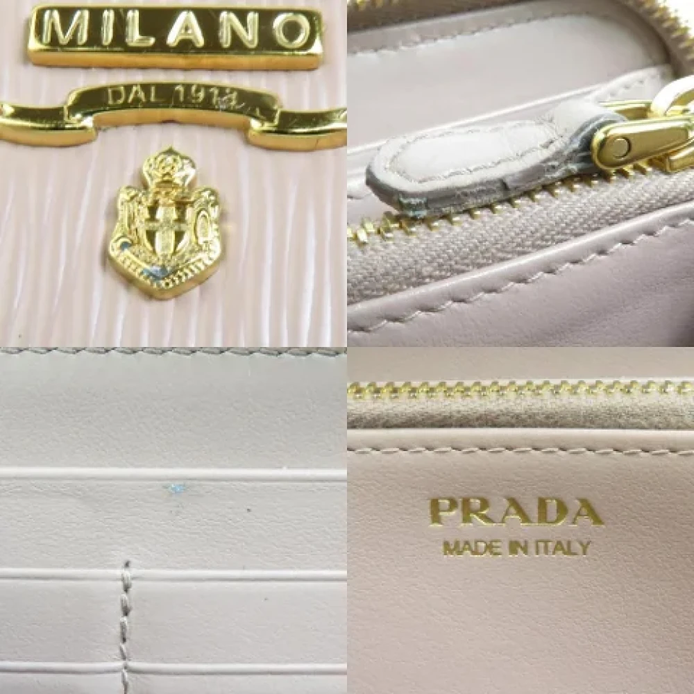 Prada Vintage Pre-owned Leather wallets Beige Dames