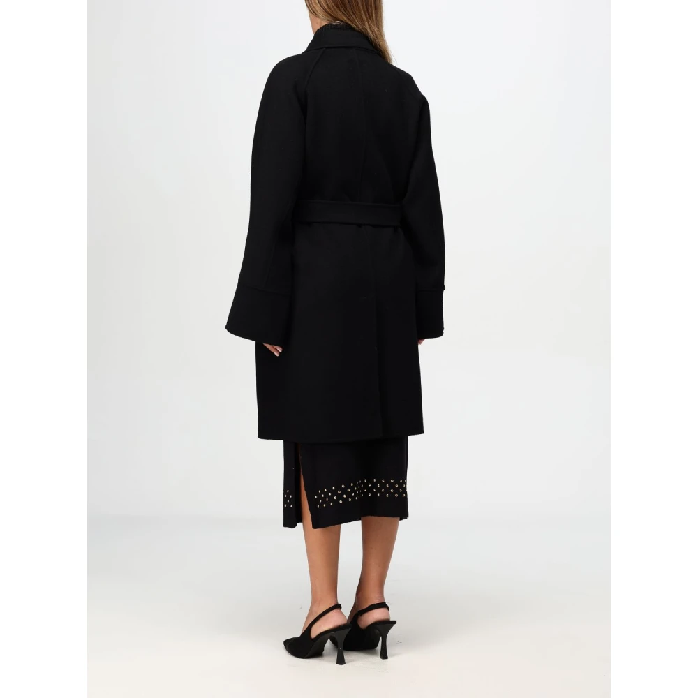 Simona Corsellini Dubbele doek jas gewaad stijl Black Dames