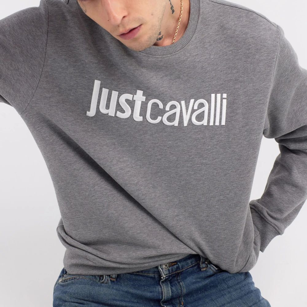 Roberto Cavalli Contrast Logo Super Slim Jeans Blue Heren