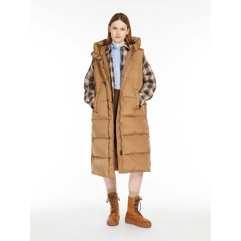 Max Mara Weekend Lange gewatteerde jas met capuchon Brown Dames