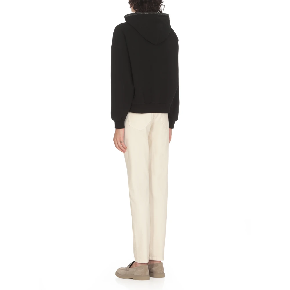 BRUNELLO CUCINELLI Zwarte Katoenen Hoodie met Messing Details Black Dames