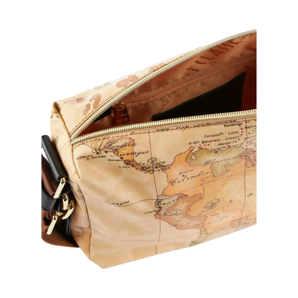 Alviero Martini 1a Classe Zwarte Schoudertas Geo Classic Design Brown Dames