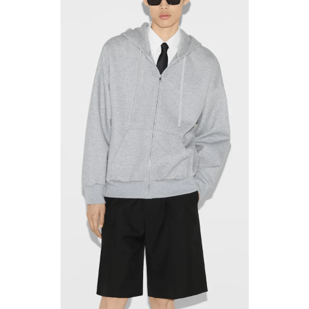 Gucci Heathergrijze Hoodie met Rits Gray Heren