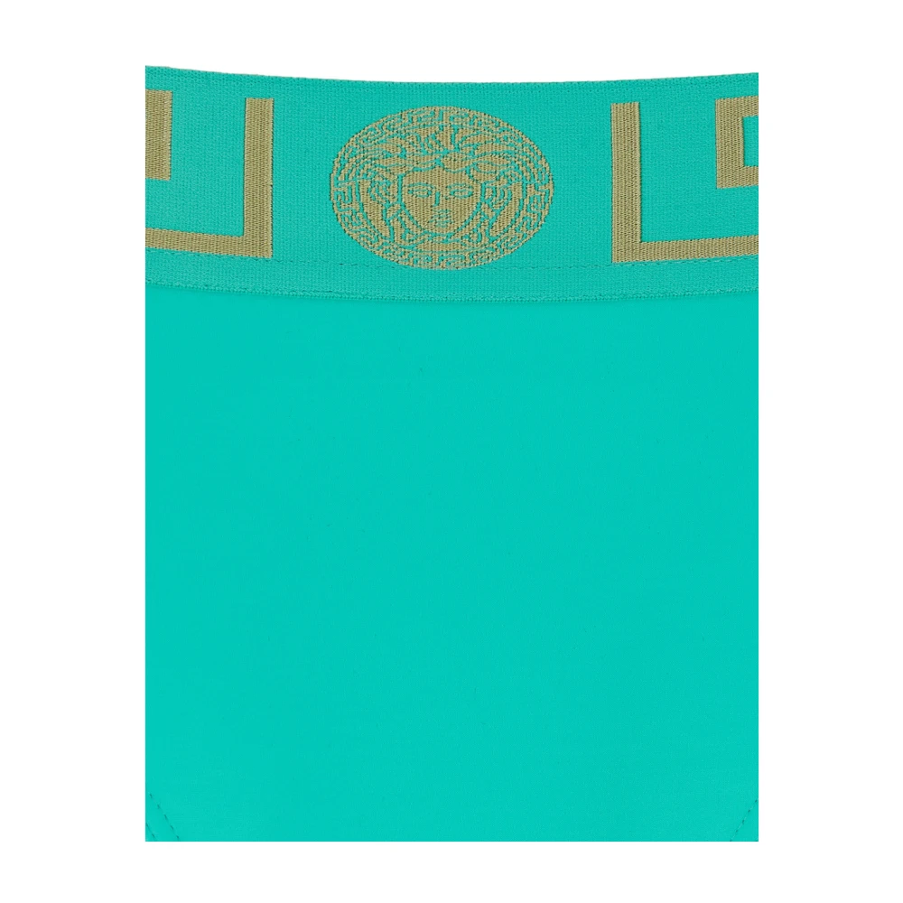 Versace Groene Greca Detail Tech Stof Zwemkleding Green Heren