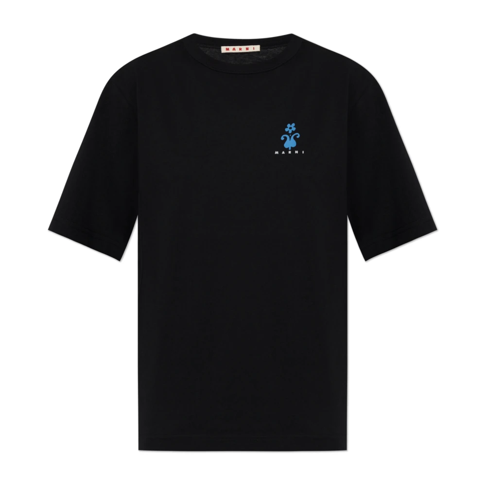 Marni Black T-Shirt With Logo - Female - T-Shirts - 2XS - Tops