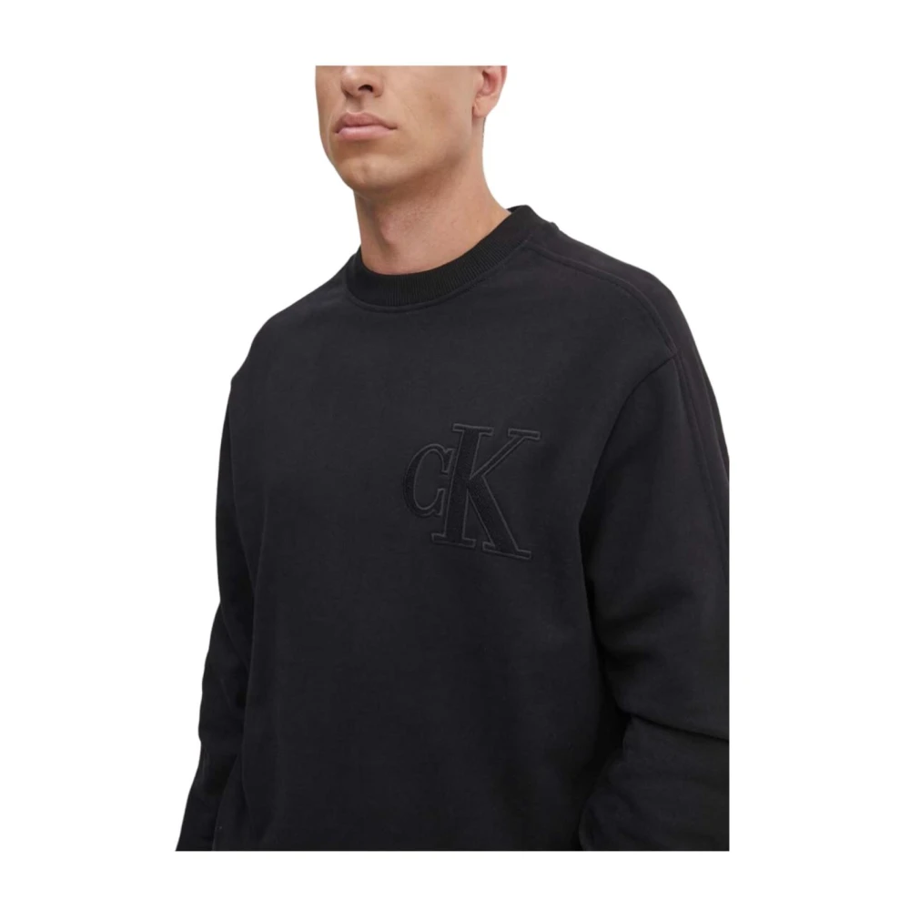 Calvin Klein Applique Sweatshirt Rechte Snit Black Heren