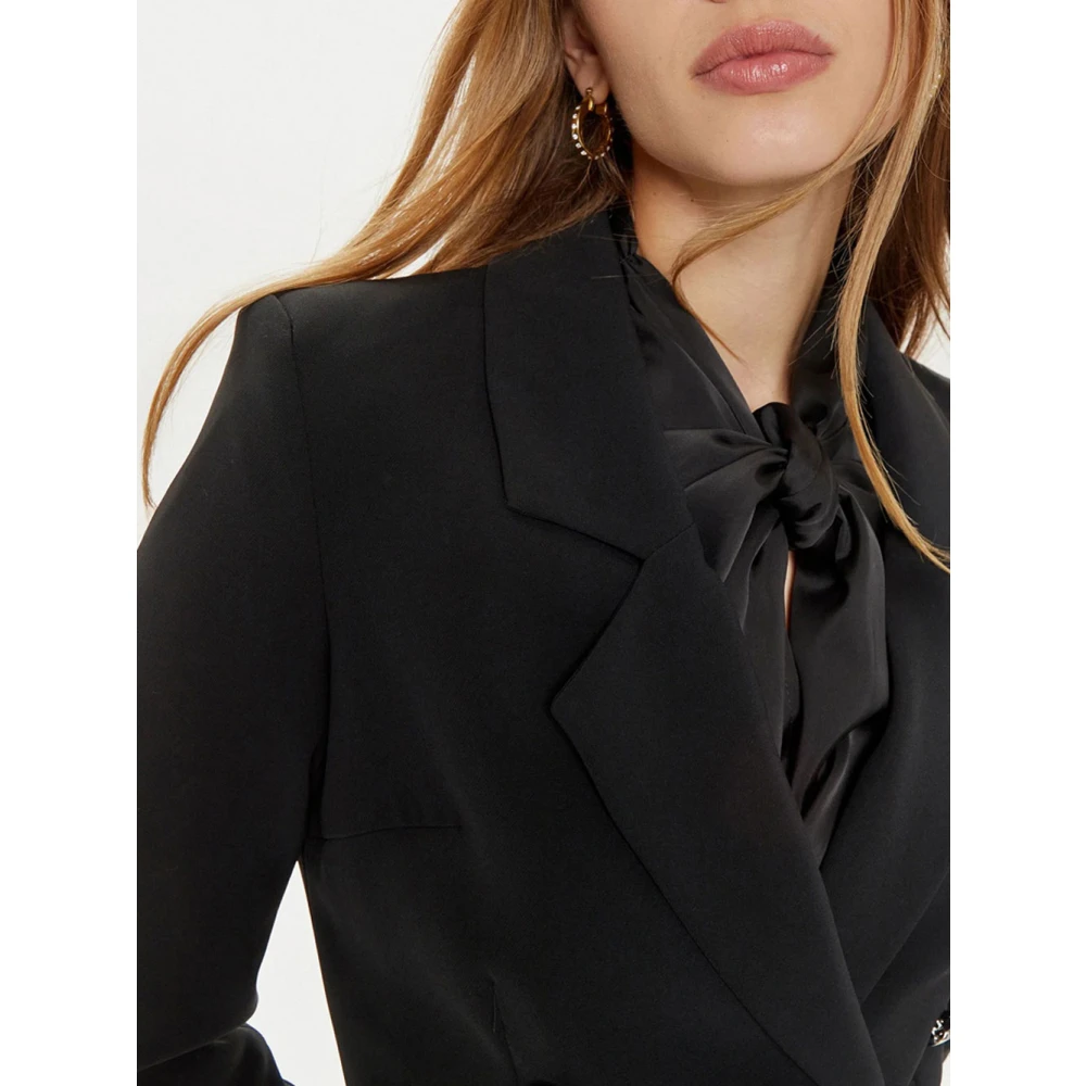 Guess Zwarte Belted Leonie Blazer Jas Black Dames