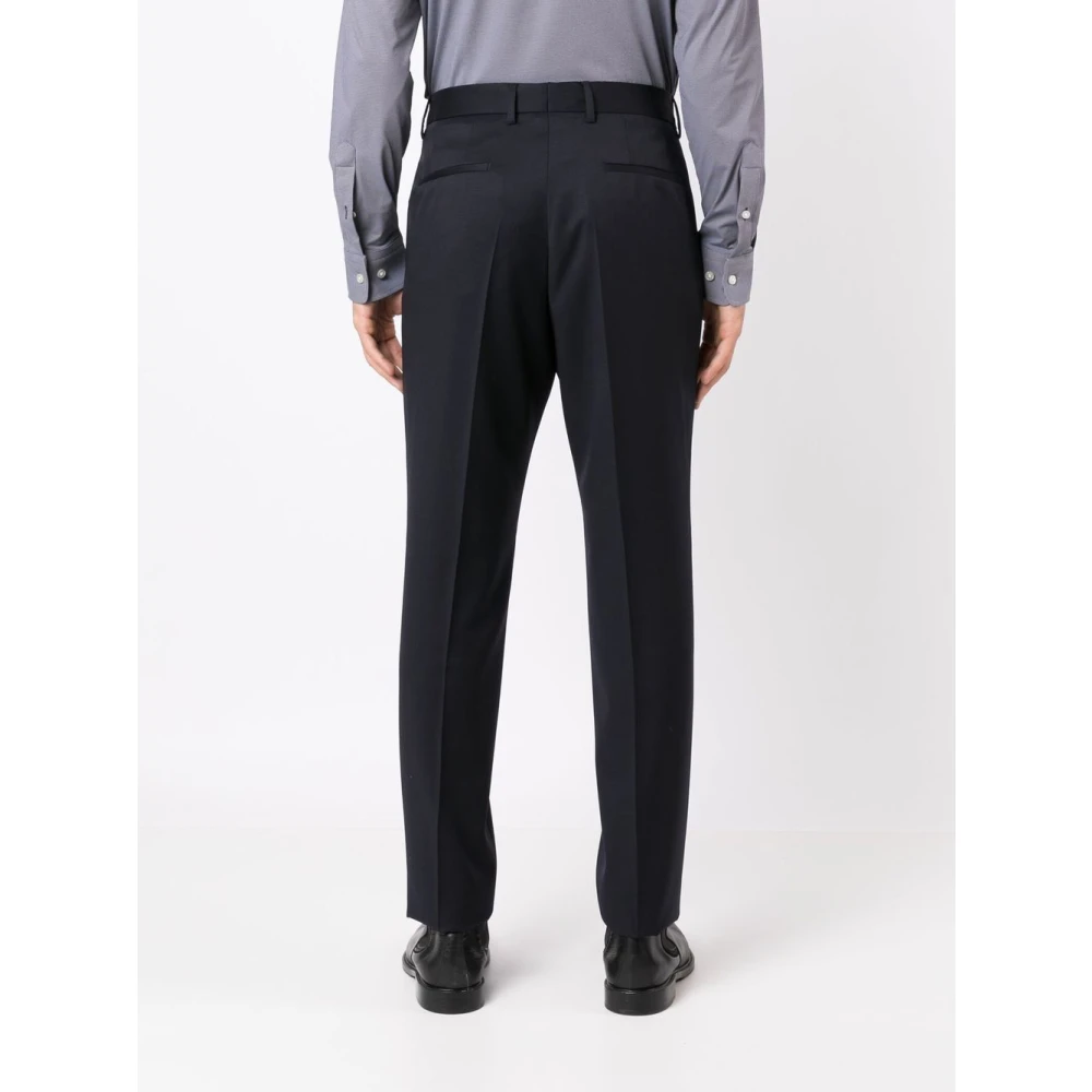 Hugo Boss Slim Blauwe Wollen Broek met Persvouw Blue Heren