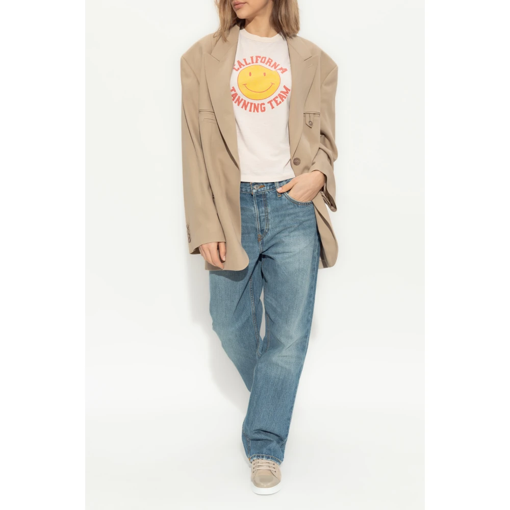 Re Done Bedrukt T-shirt Beige Dames