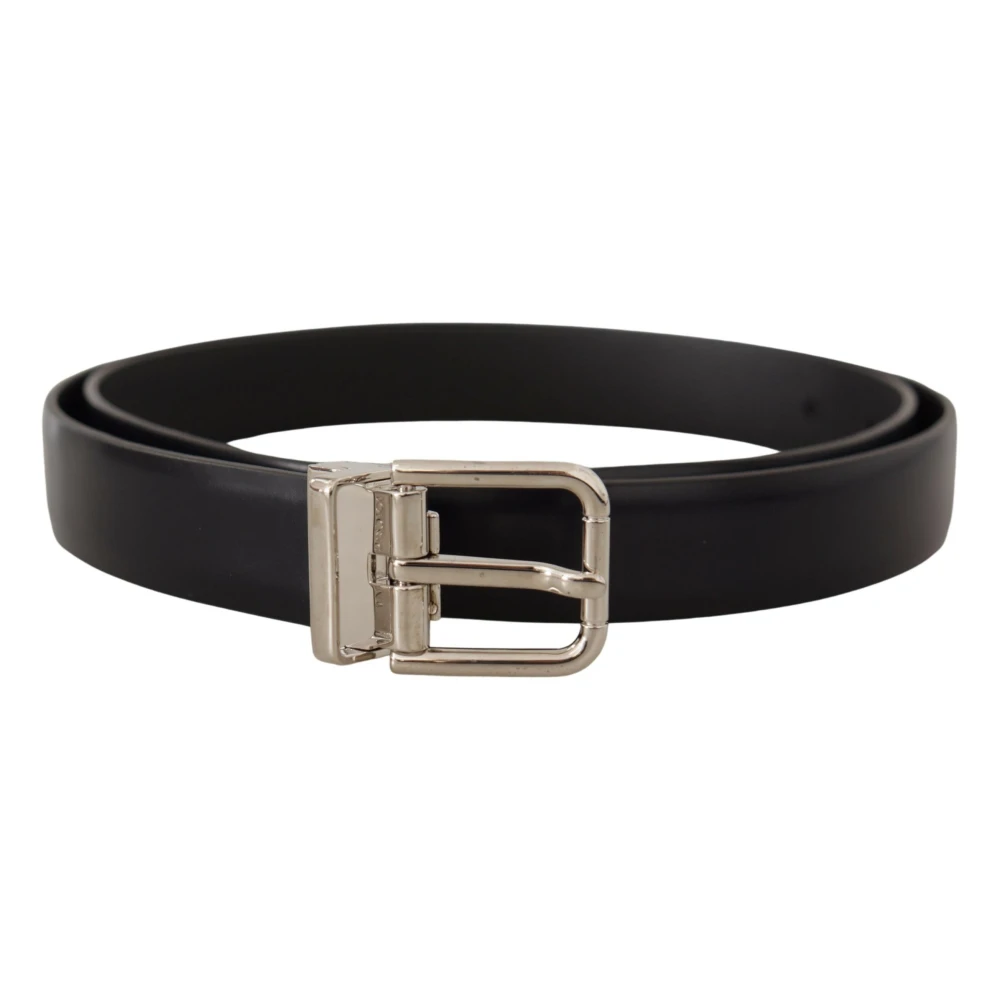 Dolce & Gabbana Men's Black Elegant Leather Belt With Metal Buckle