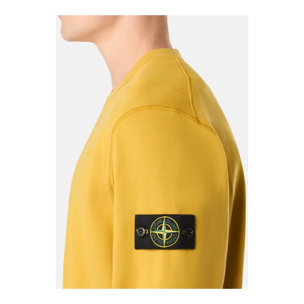 Stone Island Katoen Fleece Crewneck Sweater Yellow Heren
