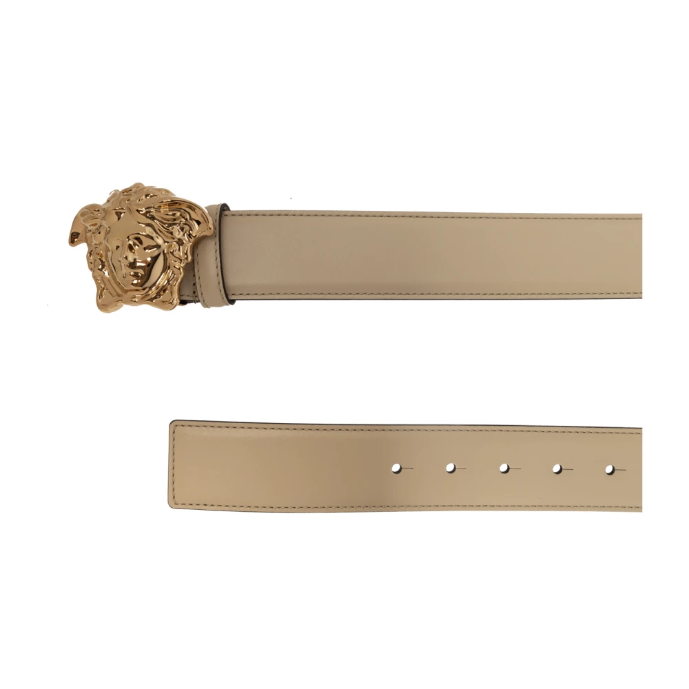 Versace Leren riem Beige Heren