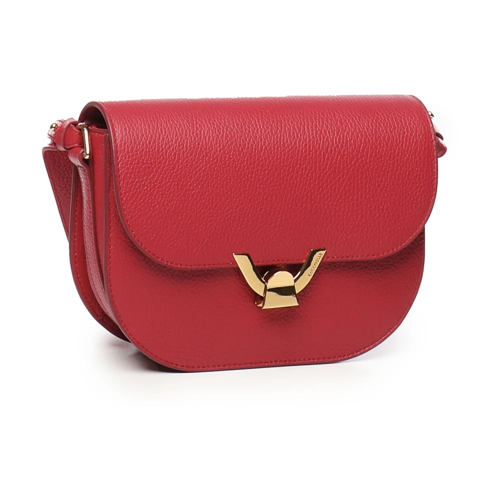 Coccinelle Rode leren schoudertas met klep Red Dames