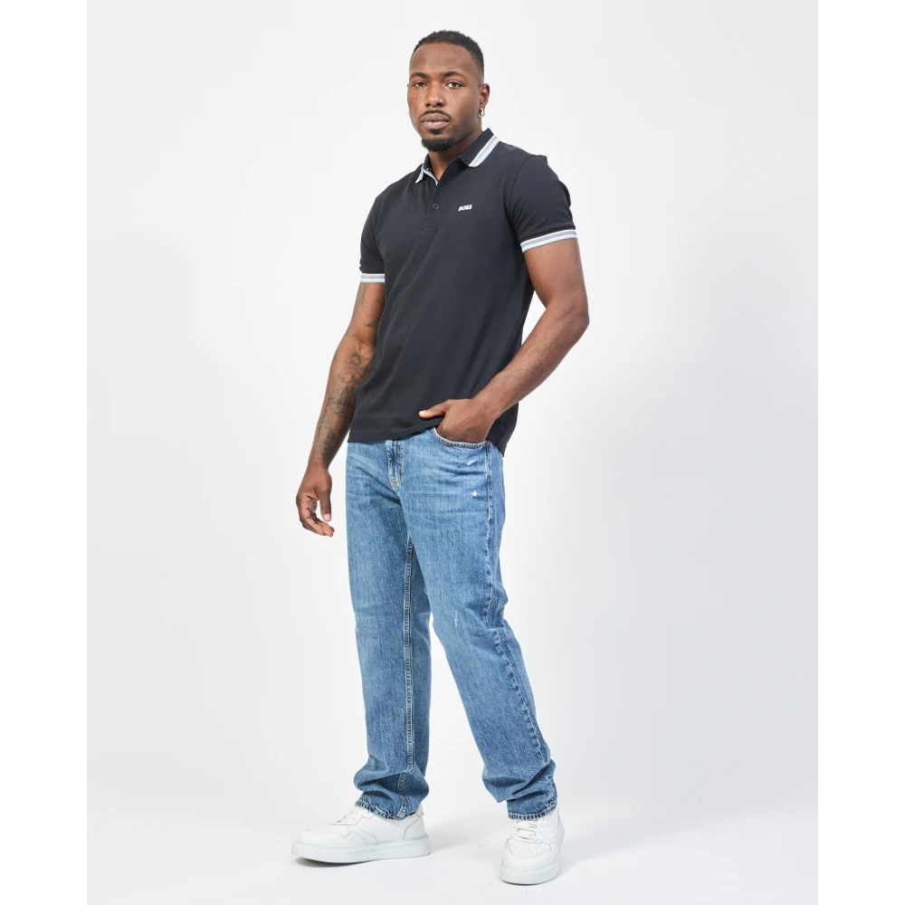 Hugo Boss Blauw Poloshirt met Contrastdetails Blue Heren