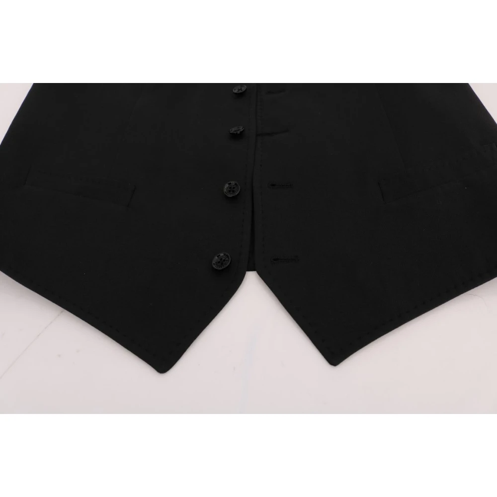 Dolce & Gabbana Klassieke Zwarte Single-Breasted Vest Black Heren