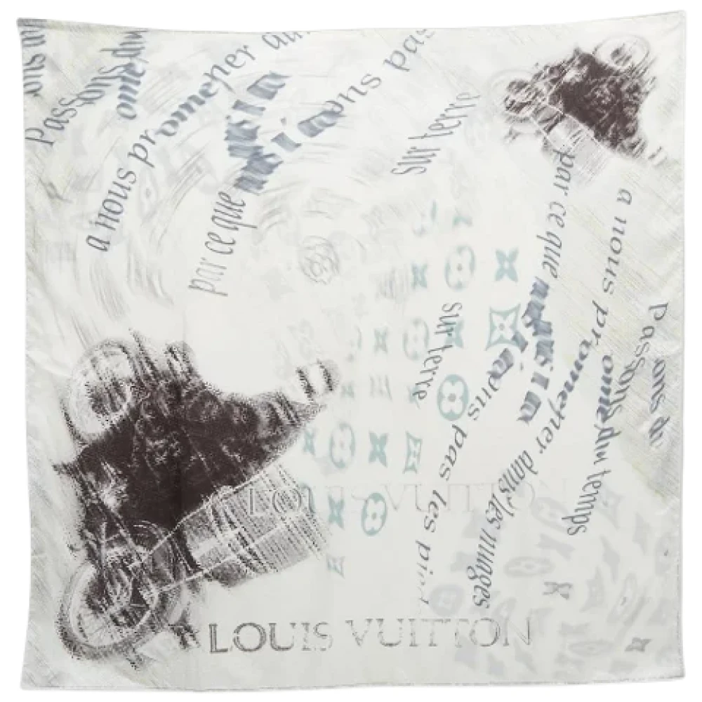 Louis Vuitton Vintage Pre-owned Silk scarves White Dames