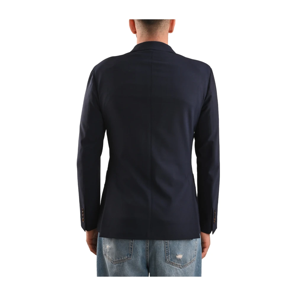 Eleventy Linnen Dubbel-Breasted Jas Blue Heren