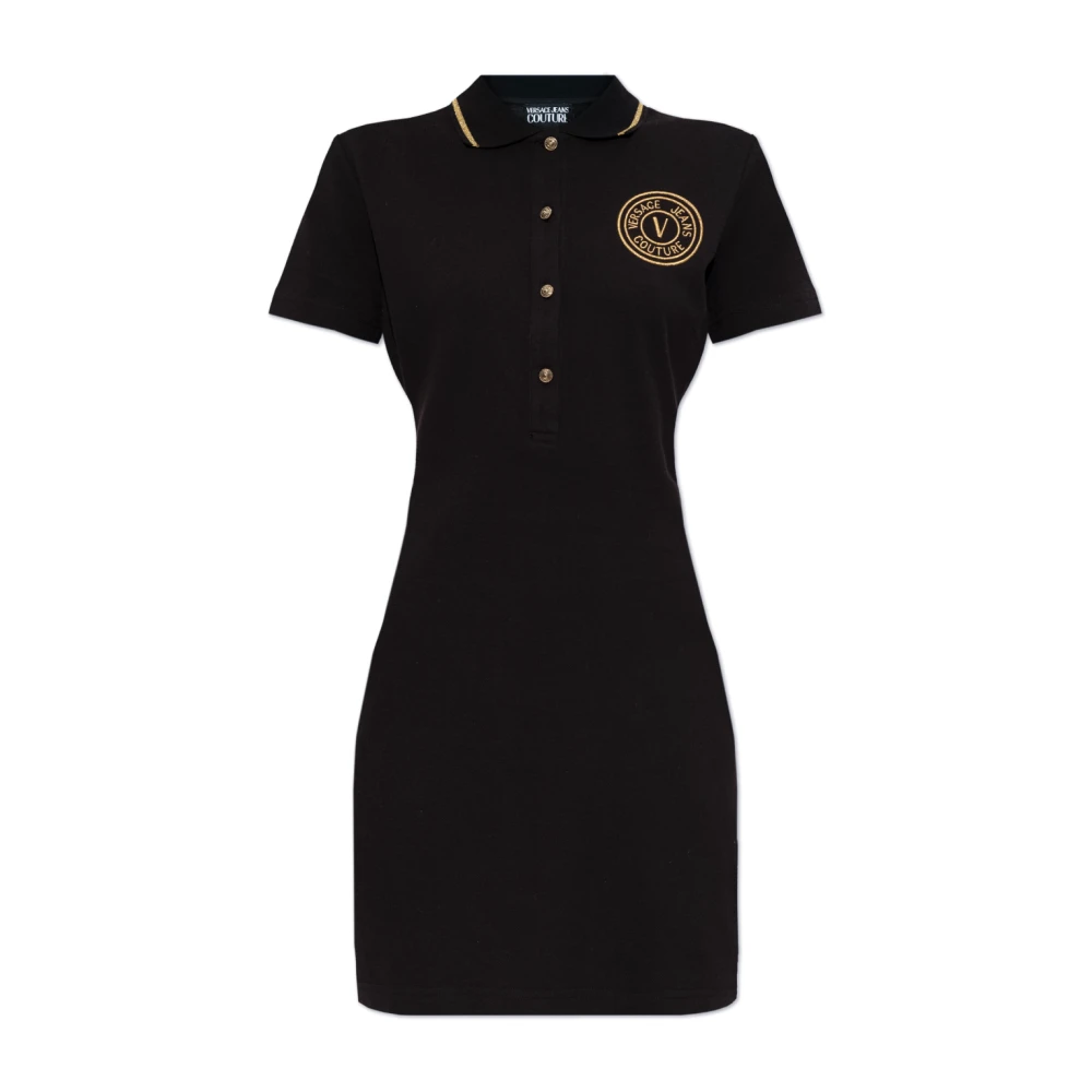Versace Jeans Couture Women's Black Short Dresses, Xl, Dress With Embroidered Logo