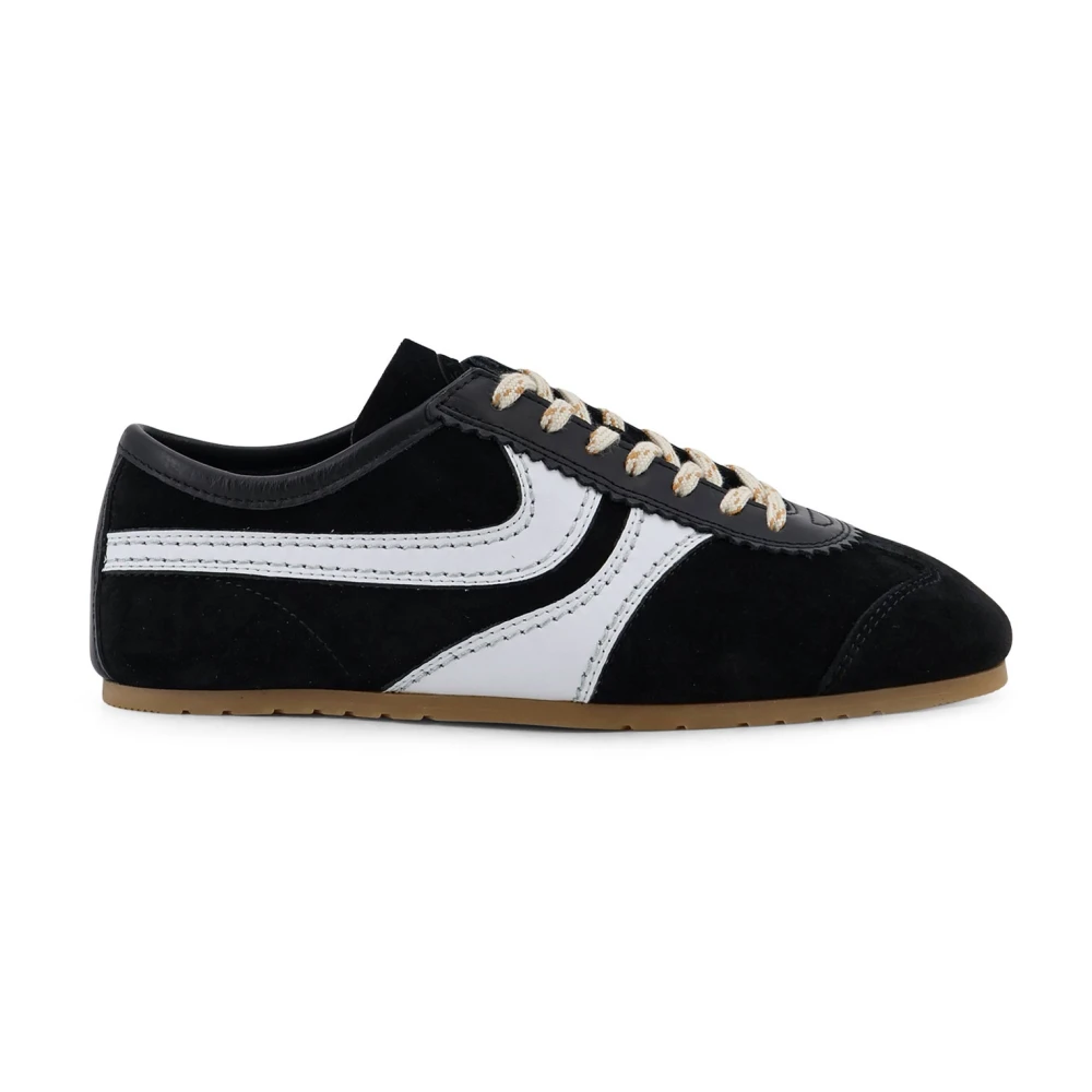 Dries Van Noten Women's Black Leather-Trimmed Suede Trainers - Sneakers - 8 Uk - Shoes