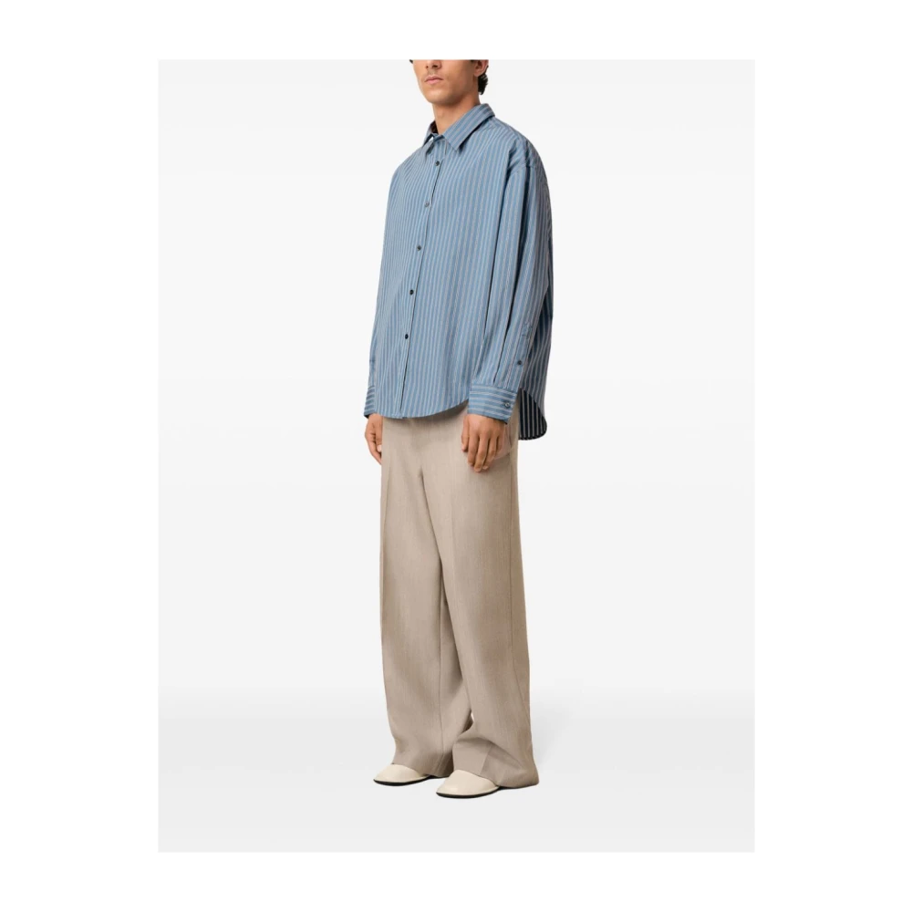Ami Paris Gestreept overhemd met blauwe details Blue Heren