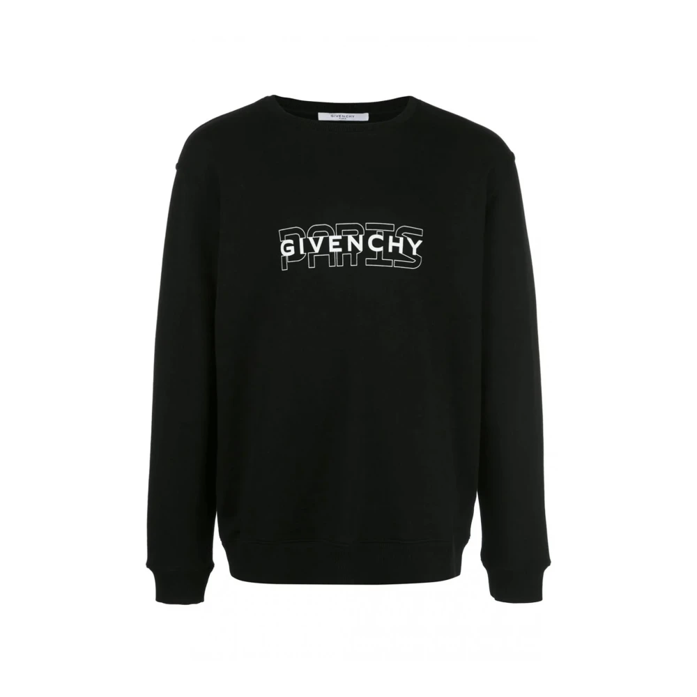 Givenchy Logo Sweatshirt Zwarte Ronde Hals Lange Mouwen Black Heren