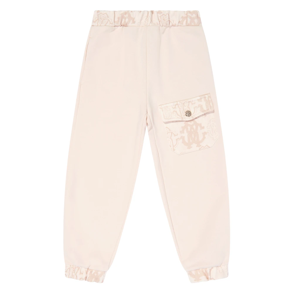 Roberto Cavalli Girls Beige Sweatpants, 12 Y, Luxurious Logo Joggers