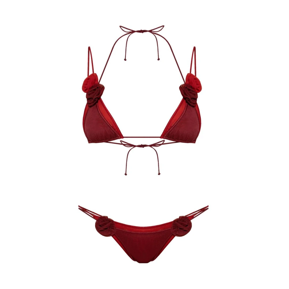 Oseree Mesh Bloemen Strandkleding Set Red Dames