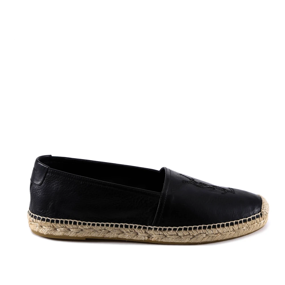 Saint Laurent Geborduurde leren espadrilles Black Heren