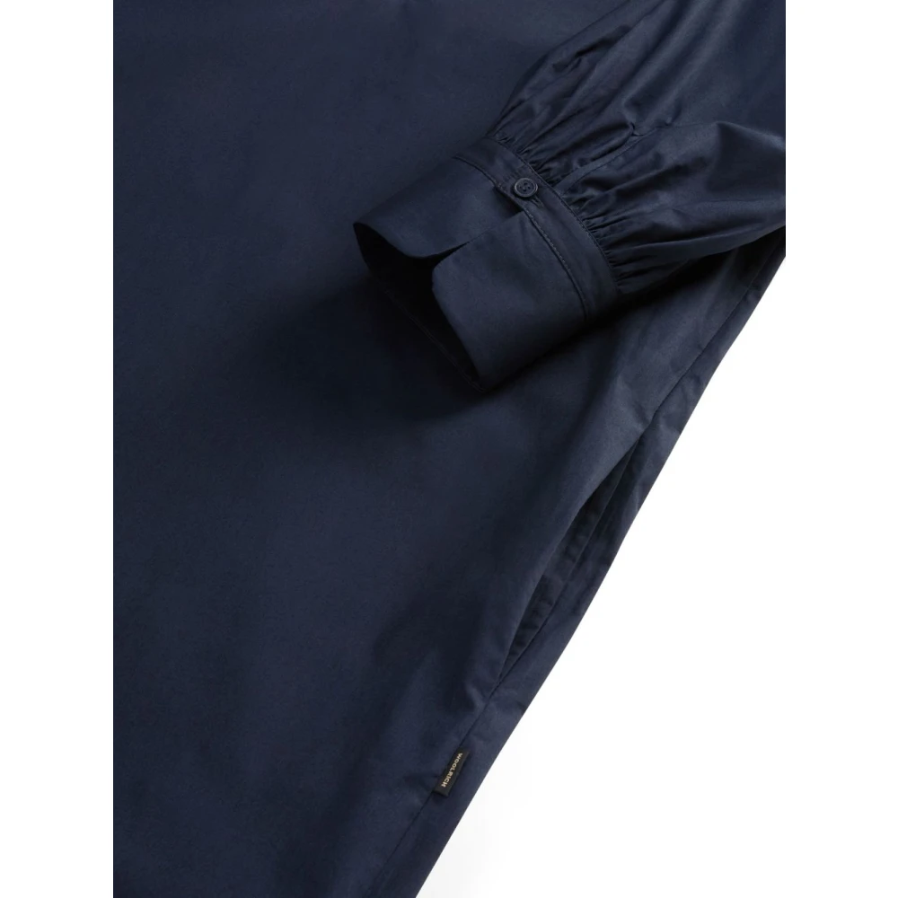 Woolrich Blauwe V-hals Jurk met Lange Mouwen Blue Dames