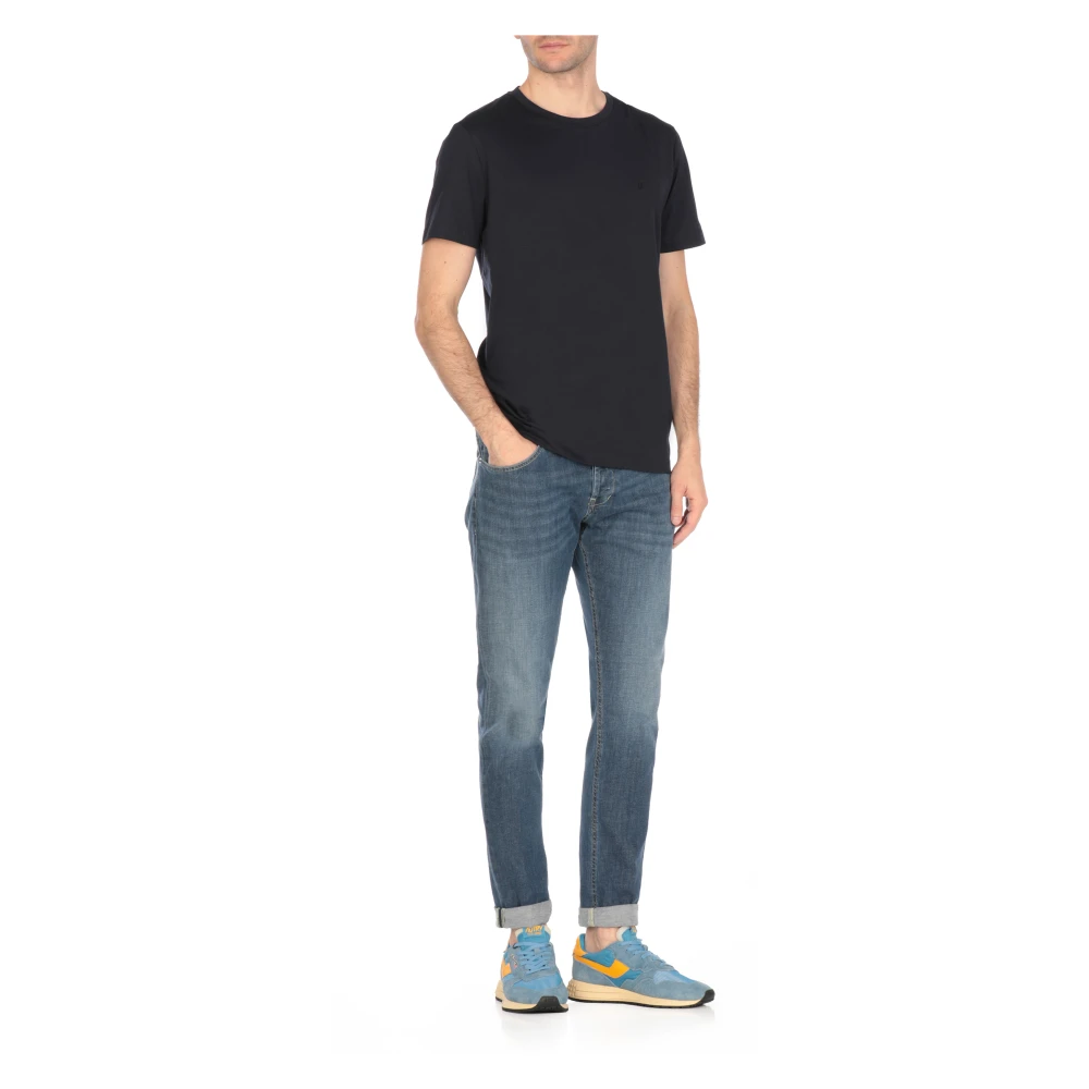 Dondup Blauwe Skinny Jeans met Metalen Monogram Blue Heren