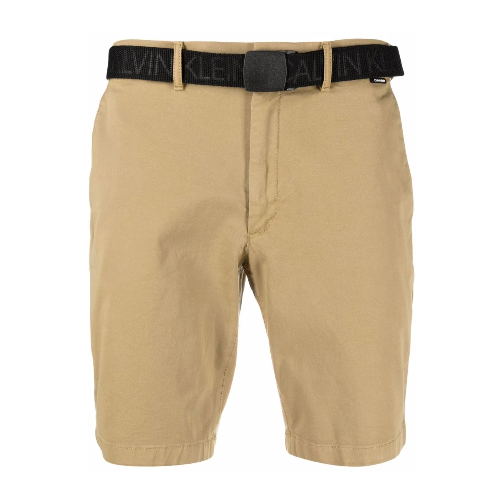 Calvin Klein Antiek Bronzen Katoenen Chino Shorts Beige Heren