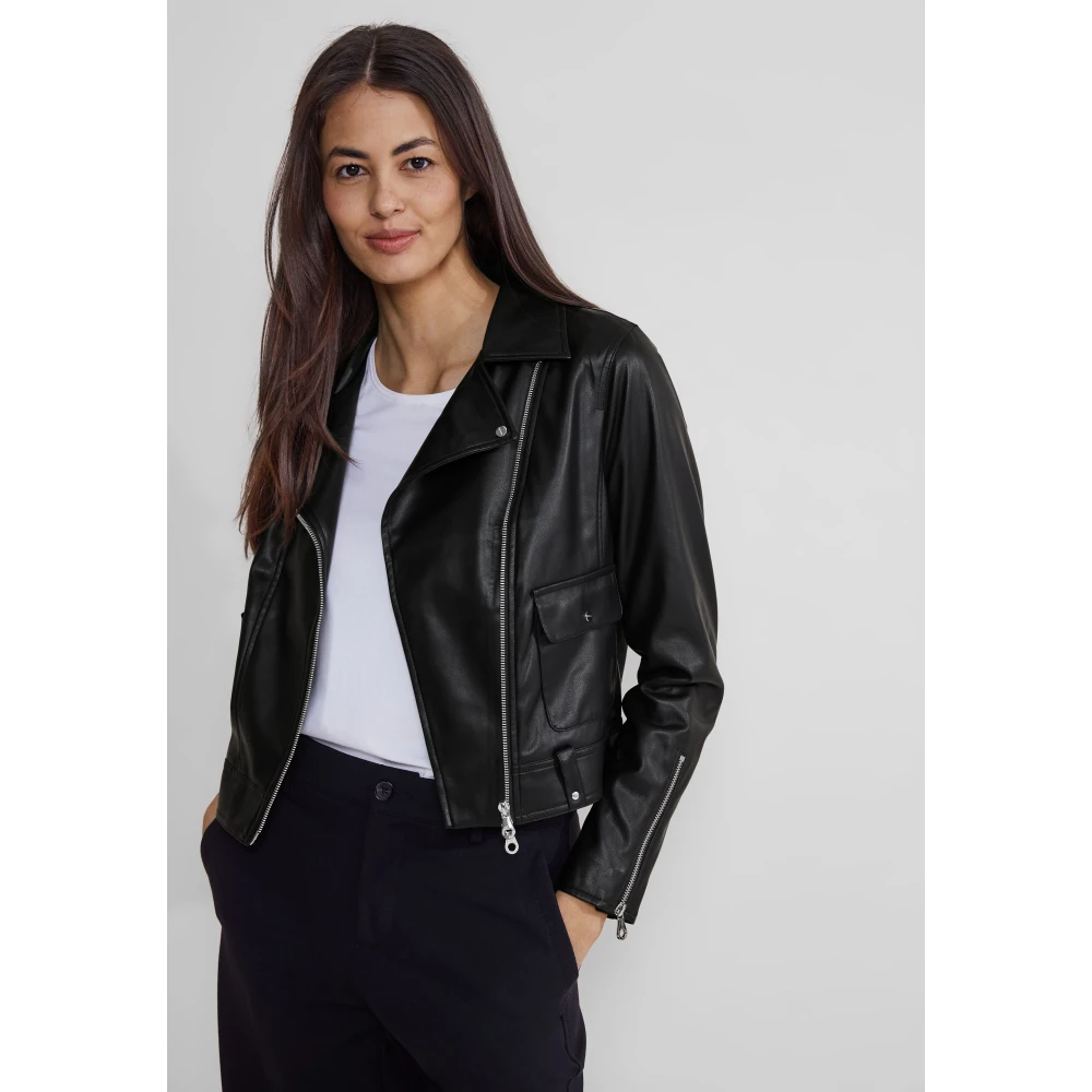 Street One Leather Jackets Black Dames