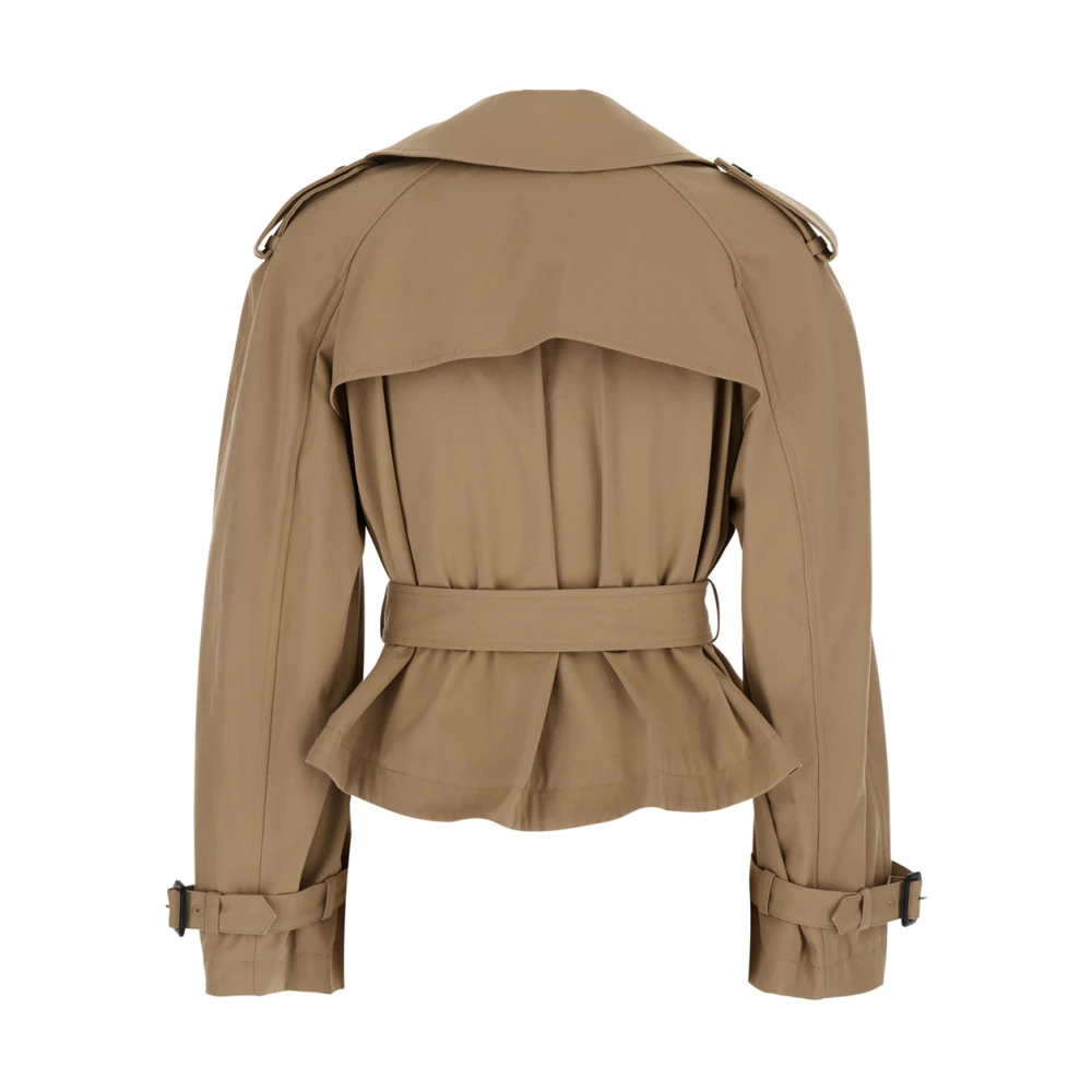 Msgm Beige Double-breasted Trenchcoat met Taille Riem Beige Dames