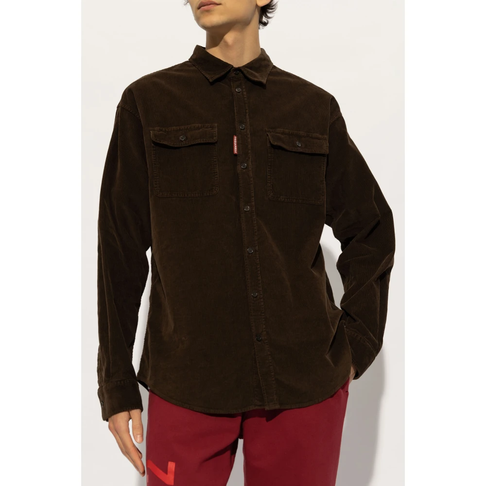 Dsquared2 Ribfluwelen overhemd Brown Heren