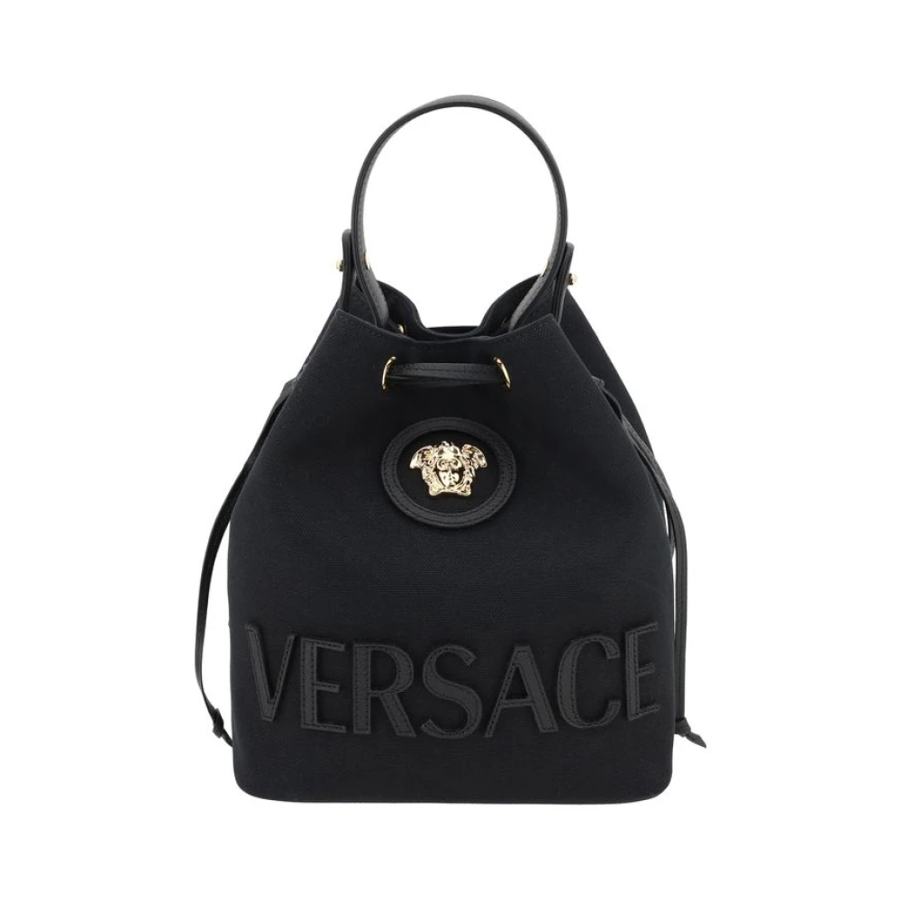 Versace Medusa Bucket Bag med Dragsko Stängning Black, Dam