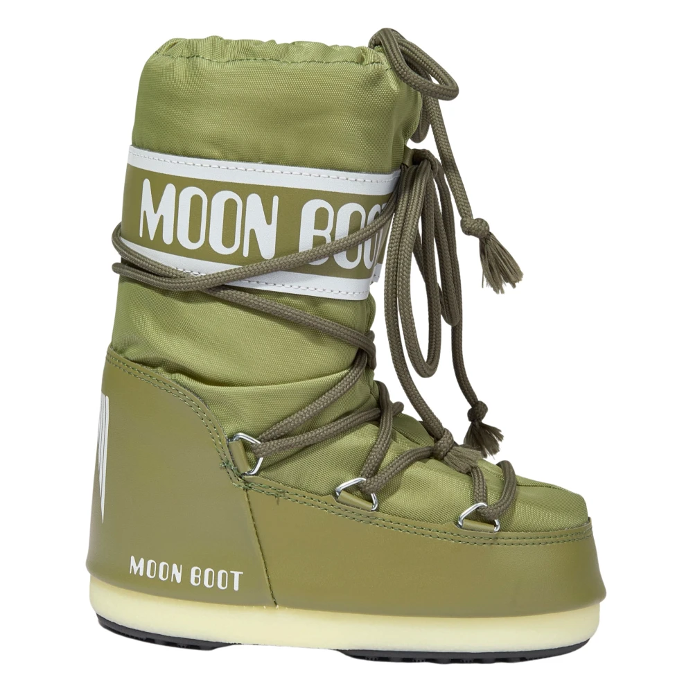 Moon Boot Unisex Kids Green Kids Boots, 23 Eu, Icon Nylon Snow Boots