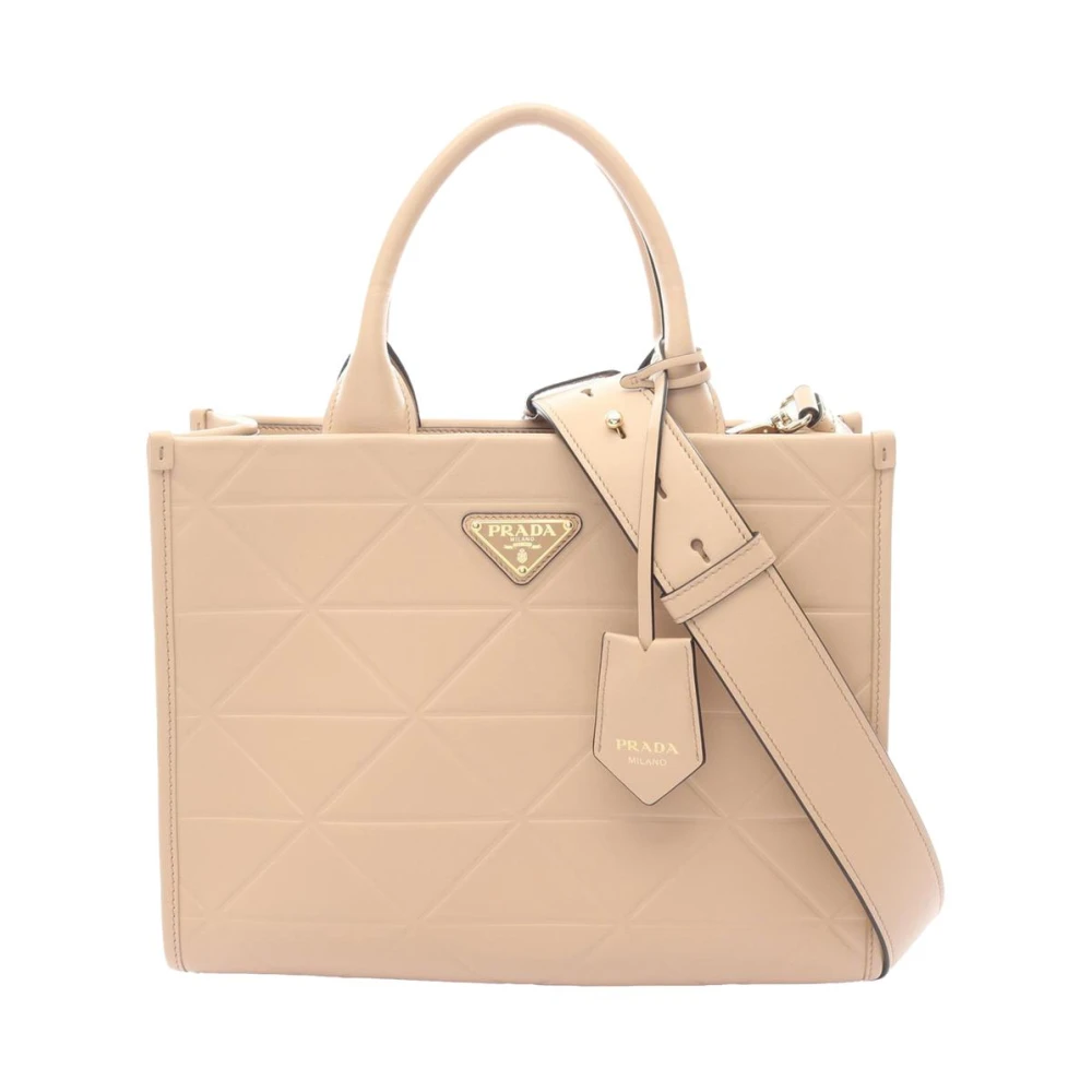 Prada Vintage Women's Brown Pre-Owned Structured Leather Handbag