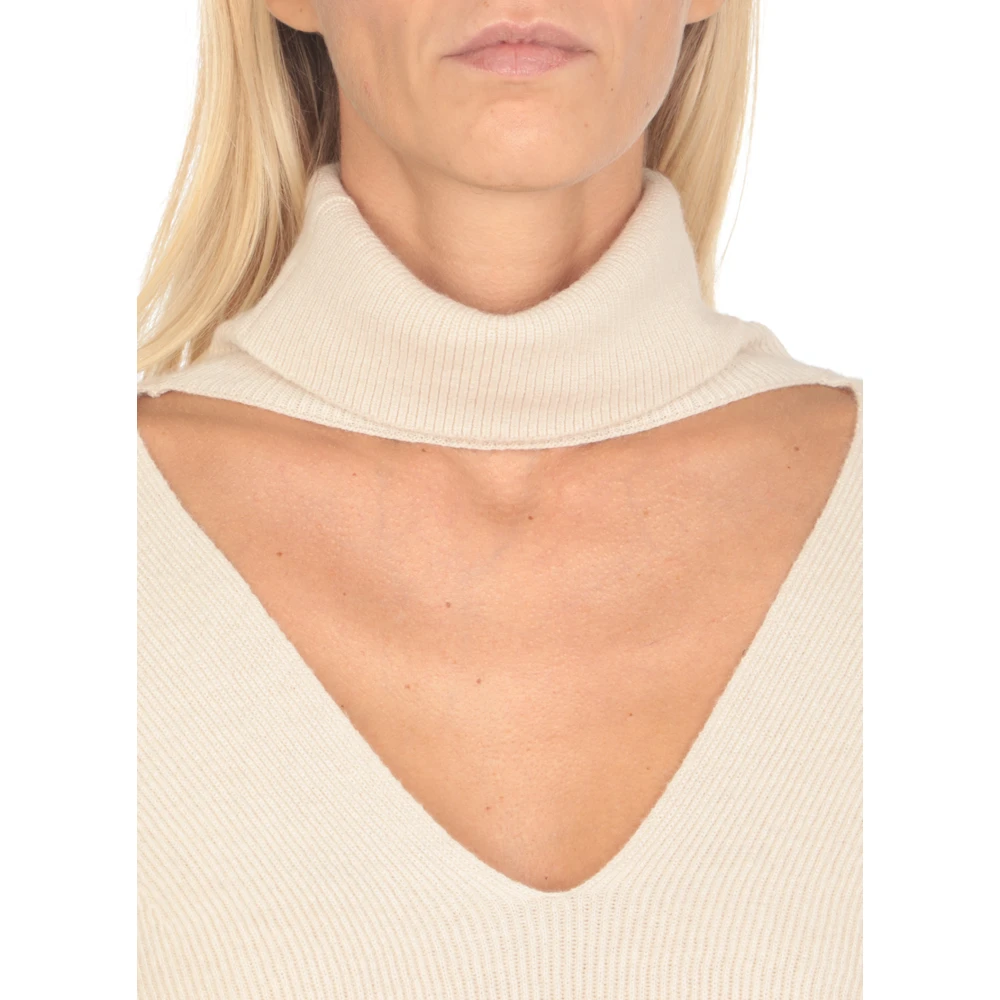 D.Exterior Natuurlijke Wol Coltrui Beige Dames