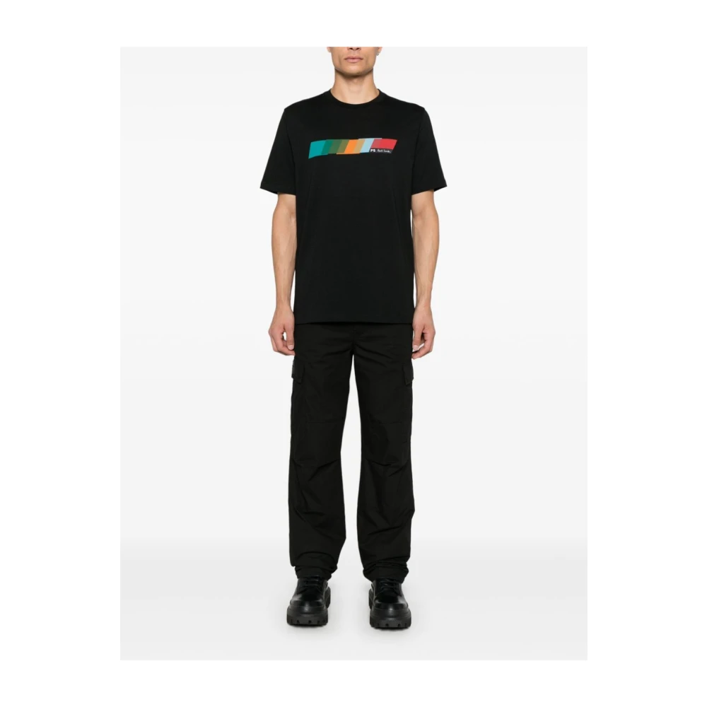 PS By Paul Smith Zwarte Katoenen T-shirt met Multicolor Inzet Black Heren