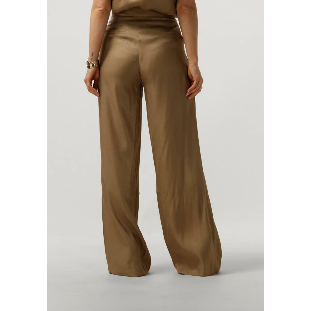 Aaiko Glanzende Wijde Broek Green Dames