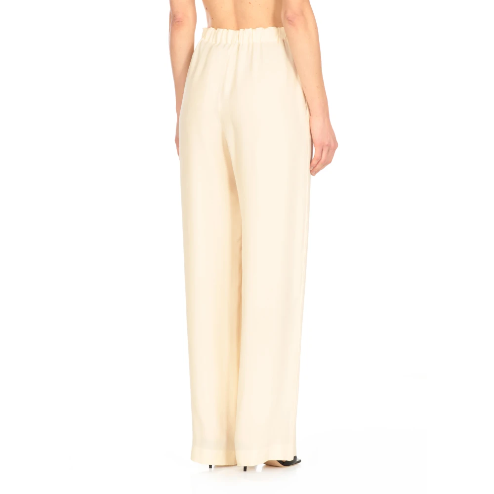 Fabiana Filippi Ivoor Viscose Blend Elastische Taillebroek Beige Dames